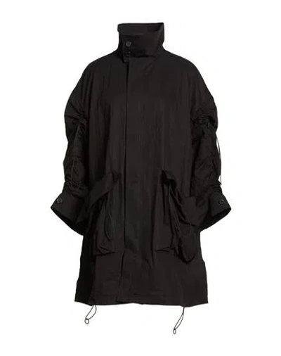 Yohji Yamamoto Woman Overcoat & Trench Coat Black Size 2 Cotton, Nylon