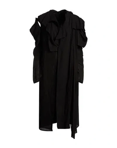 Yohji Yamamoto Woman Overcoat & Trench Coat Black Size 3 Linen