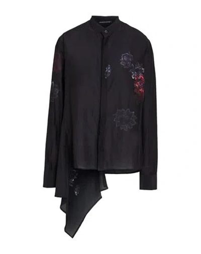 Yohji Yamamoto Woman Shirt Black Size 2 Cotton, Silk