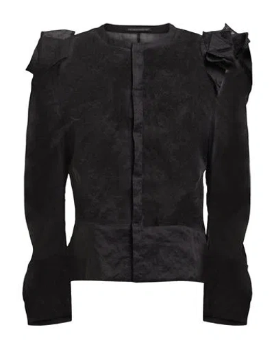 Yohji Yamamoto Woman Shirt Black Size 3 Cotton, Silk