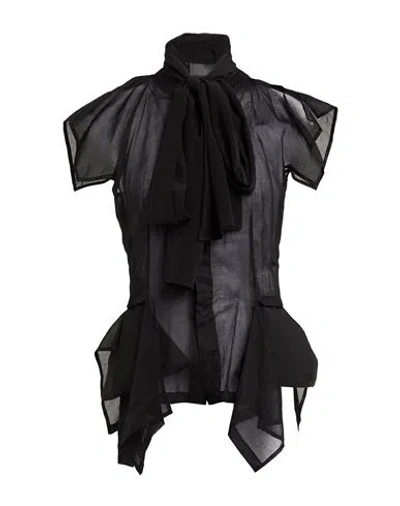 Yohji Yamamoto Woman Shirt Black Size 3 Cotton, Silk