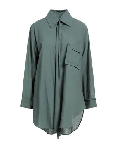 Yohji Yamamoto Woman Shirt Green Size 1 Cotton, Linen, Ramie