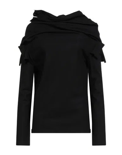 Yohji Yamamoto Woman T-shirt Black Size 2 Wool, Nylon, Cashmere