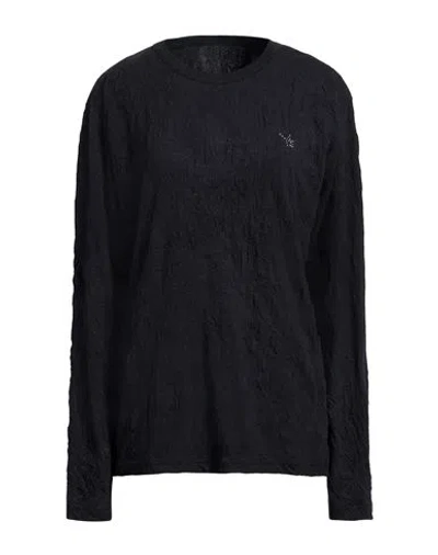 Yohji Yamamoto Woman T-shirt Black Size 4 Polyester, Cotton