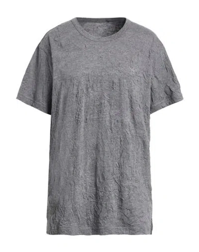 Yohji Yamamoto Woman T-shirt Grey Size 4 Polyester, Cotton In Gray