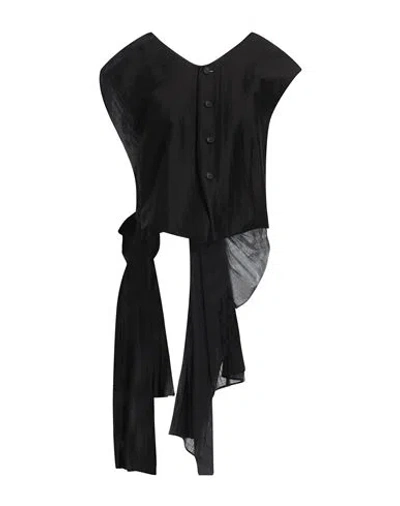 Yohji Yamamoto Woman Tailored Vest Black Size 3 Ramie, Cupro, Linen, Cotton