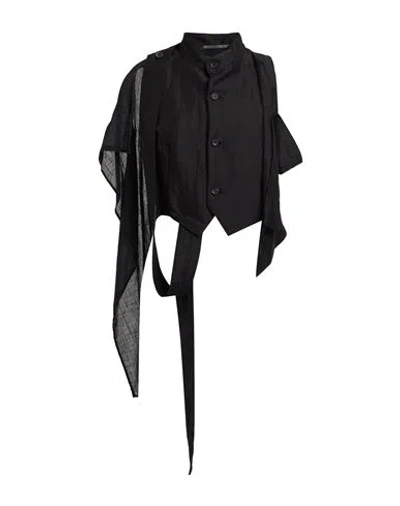 Yohji Yamamoto Woman Top Black Size 2 Ramie, Cupro, Linen, Cotton