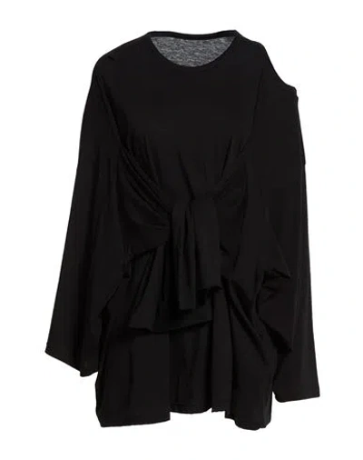 Yohji Yamamoto Woman T-shirt Black Size 2 Cotton, Cashmere