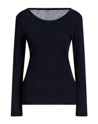 Yohji Yamamoto Woman T-shirt Midnight Blue Size 2 Cotton In Black