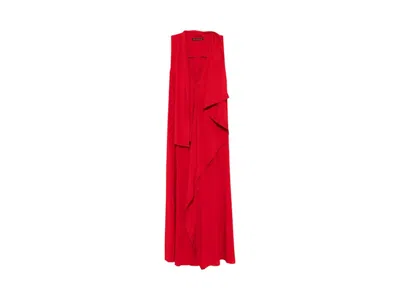 Pre-owned Yohji Yamamoto Women's  Long Draped Sleeveless Dress In Red
