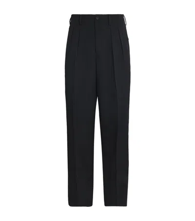 Yohji Yamamoto Wool 2-tucks Tailored Trousers In Black