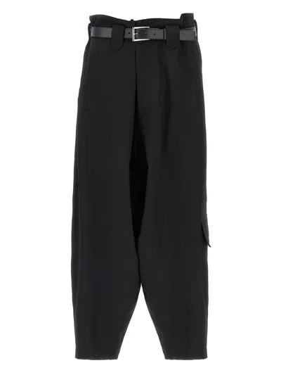 Yohji Yamamoto Utility Trousers With Pleated Design And Pockets In Black