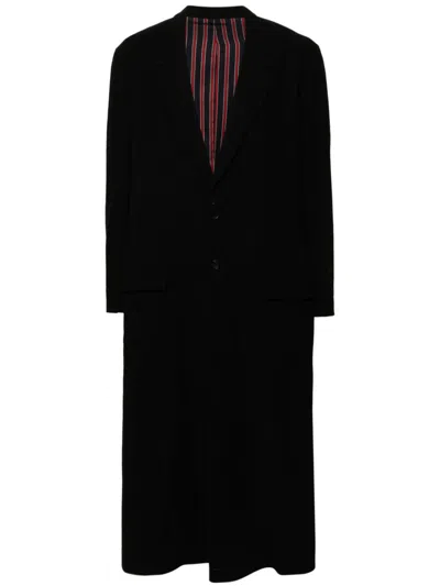 Yohji Yamamoto Wool Coat In Black