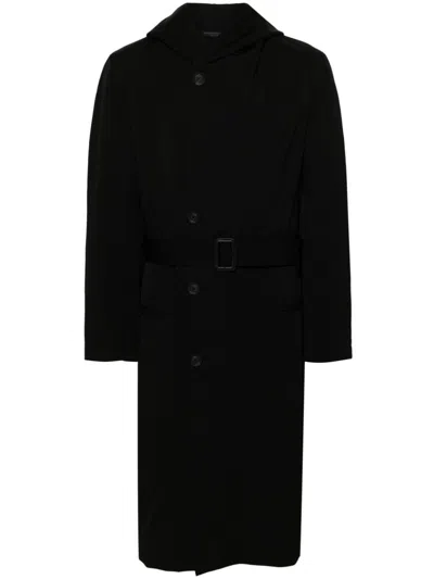 Yohji Yamamoto Wool Coat In Black