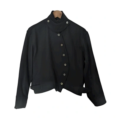 Pre-owned Yohji Yamamoto Wool Fencing Cropped Jacket In Black