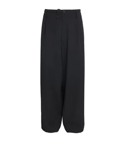Yohji Yamamoto Wool Garbadine Wallet Trousers In Black