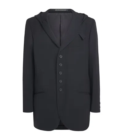 Yohji Yamamoto Wool Hooded Blazer In Black