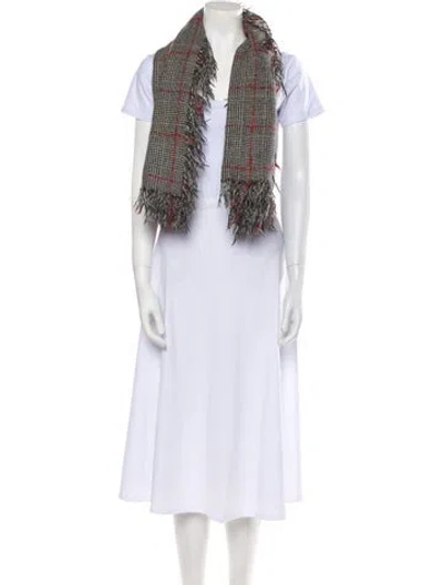 Pre-owned Yohji Yamamoto Wool Houndstooth Print Scarf In Black