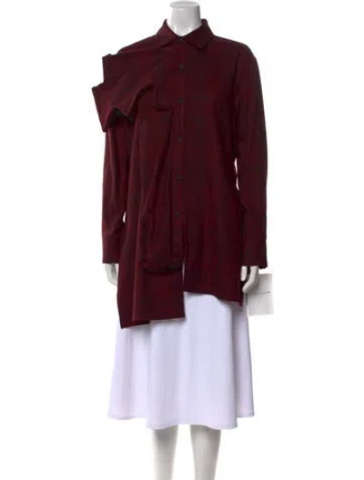 Pre-owned Yohji Yamamoto Wool Long Sleeve Tunic W/ Tags In Red