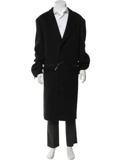 Pre-owned Yohji Yamamoto Wool Overcoat W/ Tags In Black