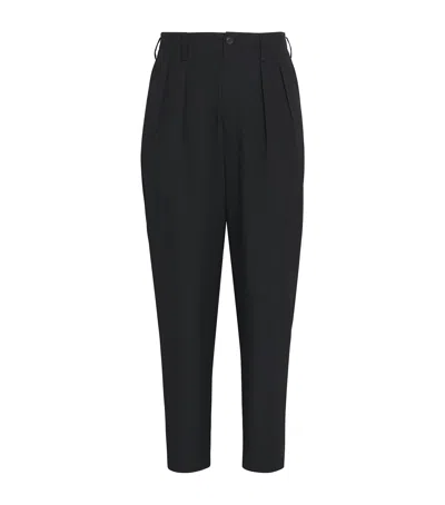 Yohji Yamamoto Wool Pleated Straight Trousers In Black
