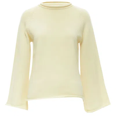 Yohji Yamamoto Wool Rolled Edge Wide Sleeve Sweater In White