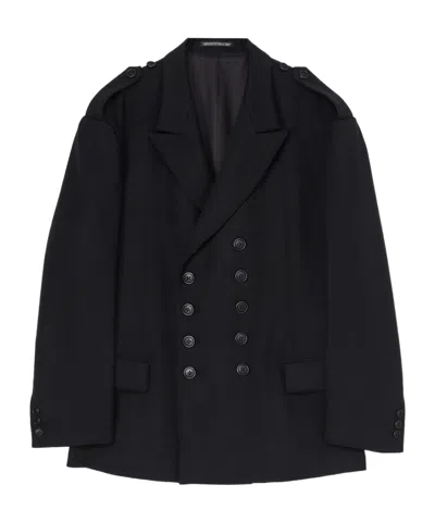Yohji Yamamoto Wool Suit Coat In Black