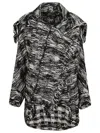 Yohji Yamamoto Wool Top With Abstract Pattern In Black
