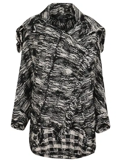YOHJI YAMAMOTO YOHJI YAMAMOTO WOOL TOP WITH ABSTRACT PATTERN