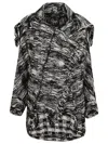 Yohji Yamamoto Wool Top With Abstract Pattern In Black