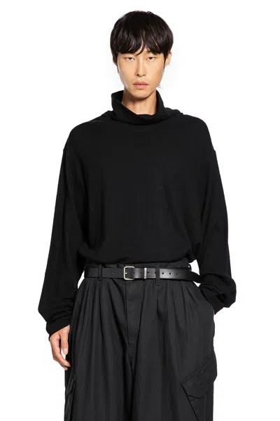 Yohji Yamamoto Wool Turtleneck Long Sleeve Top In Black