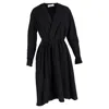 Yohji Yamamoto Wrap Midi Dress In Black Cotton In Black