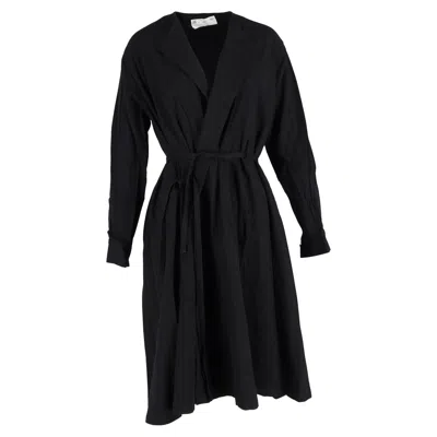 Yohji Yamamoto Wrap Midi Dress In Black Cotton