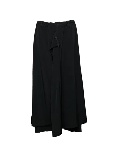 Yohji Yamamoto Wrap-detail Layered Trousers In Black