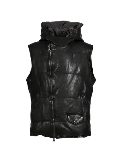 Yohji Yamamoto X Isamu Katayama Backlash Leather Hooded Vest In Multi
