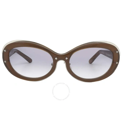 Yohji Yamamoto X Linda Farrow Blue Grey Gradient Oval Unisex Sunglasses Yyh Dragonfly-c2 In Blue / Brown / Chrome / Grey