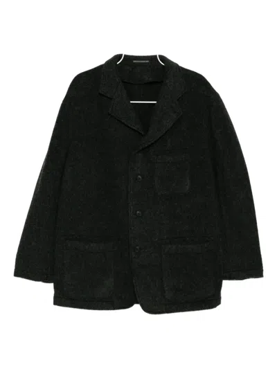 Yohji Yamamoto X Masses Herringbone Wool Jacket In Black