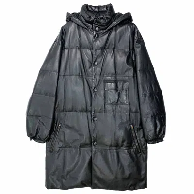 Pre-owned Yohji Yamamoto X Ys For Men Aw92 Oversized Goose Down Leather Puffer Parka In Black