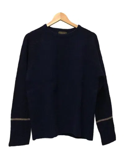 Pre-owned Yohji Yamamoto X Ys For Men Striped Cable Knit Wool Knit Sweater In Navy