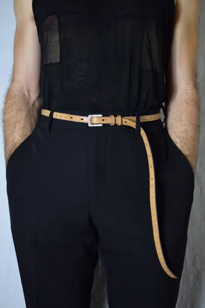 Pre-owned Yohji Yamamoto X Ys For Men Y's For Men Archive Studded Belt - Yg-f06-779 In Brown