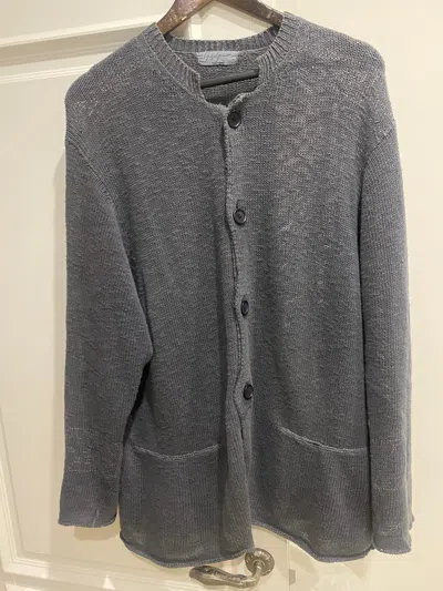 Pre-owned Yohji Yamamoto X Ys For Men Yohji Yamamoto Spring Summer Knit Linen Cardigan Size 3 In Grey
