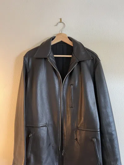 Pre-owned Yohji Yamamoto X Ys For Men Yohji Yamamoto Zip Up Leather Jacket In Black