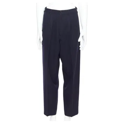 Pre-owned Yohji Yamamoto Y's Black 100% Wool Pleated Front Wide Tapered Pants M