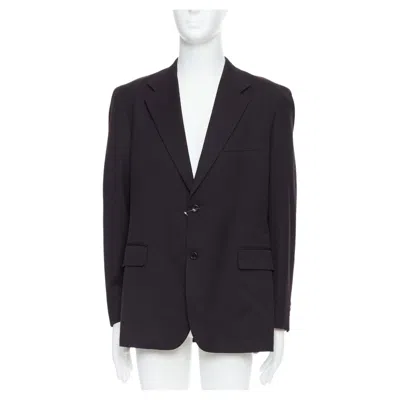 Pre-owned Yohji Yamamoto Y's Black Wool Cotton Twill Flap Pocket Blazer Jp3 L
