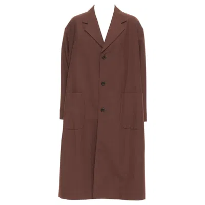 Pre-owned Yohji Yamamoto Y's Brown Wool Mohair Single Breast Long Boxy Coat Jp3 L