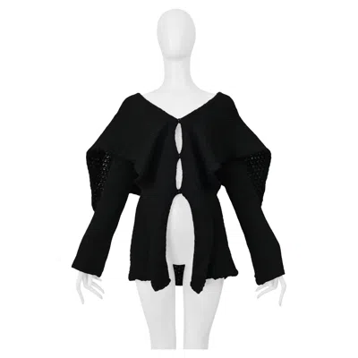 Pre-owned Yohji Yamamoto Y's By  Black Shaved Wool Cardigan W Saefty Pin 2001