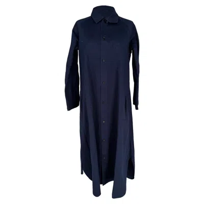 Pre-owned Yohji Yamamoto Y's By  Button-down Midi Shirt In Navy Blue Cotton