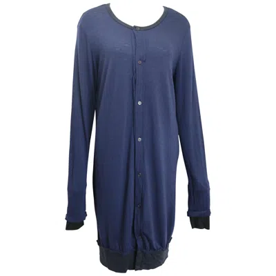 Pre-owned Yohji Yamamoto Y's By  Dark Navy Wool Long Sweater/dress In Blue