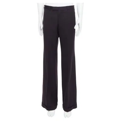 Pre-owned Yohji Yamamoto Y's Dark Brown Wool Cotton Blend Wide Pants Jp4 Xl