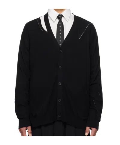 Yohji Yamamoto Y-neck Knitted Cardigan In Black